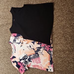 2 Women's Shirts Bundle Christopher & Banks Size L Color Black/Floral